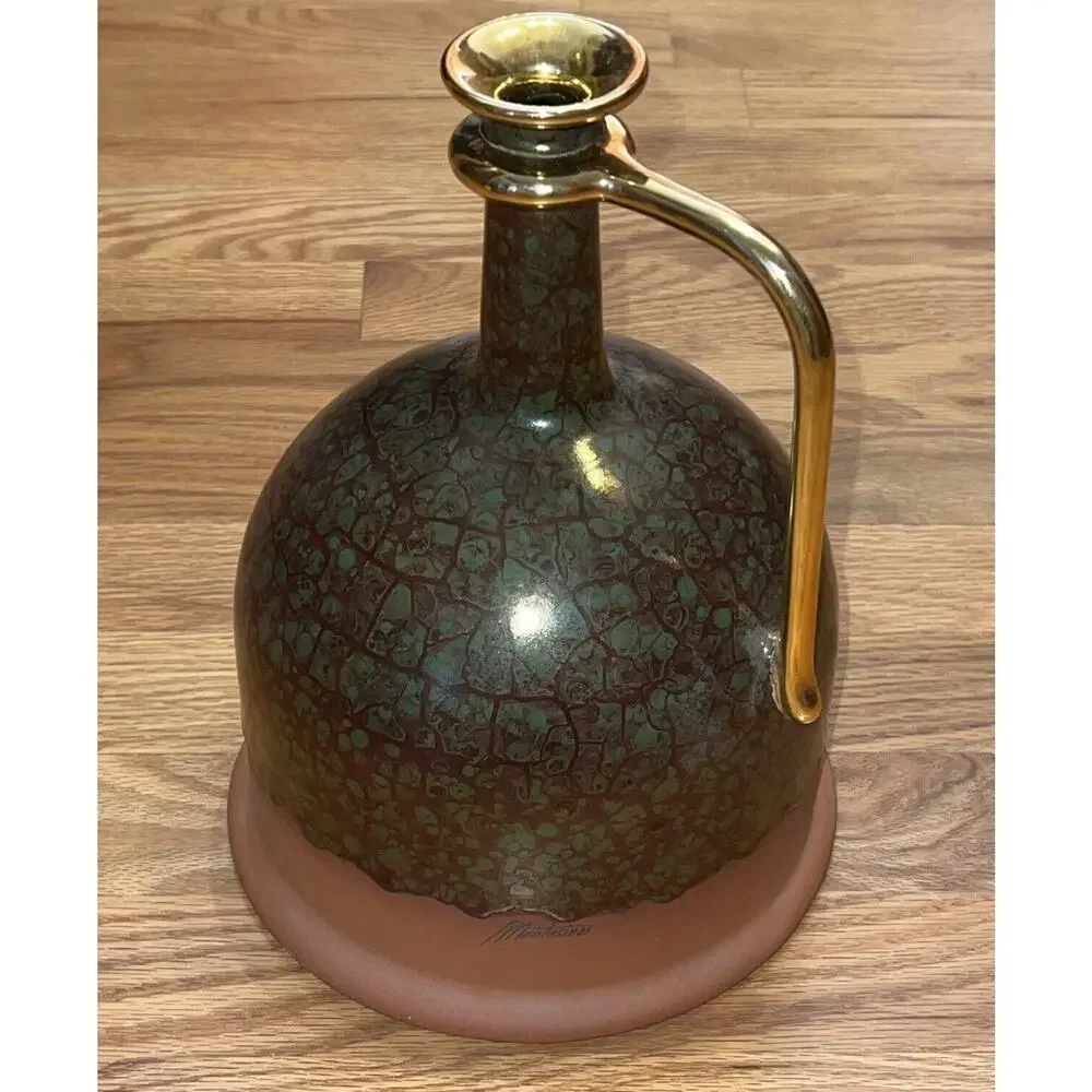 Mid Century Yapacunchi Montesinos Ecuadorian Green Glaze Vase Terracotta 10”